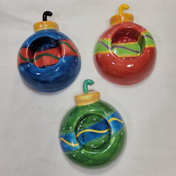 Set of 3 - Tea-light candle holder - ceramic - Hand Painted - Marianne Richmonds - Picture 3 of 16